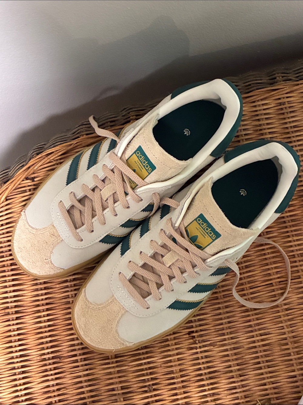 adidas Gazelle Indoor Sneakers in White, Green, Tan - Picture 3 of 6